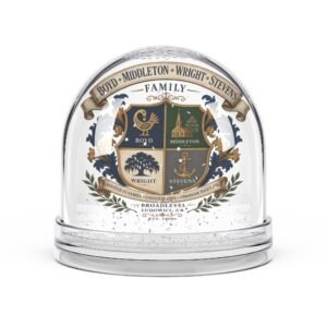 Personalized Family Crest Snow Globe — Coat of Arms Keepsake