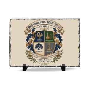 Family Crest Slate Plaque — Ancestral Coat of Arms Desk Decor