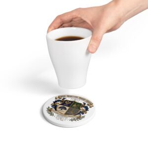 Personalized Family Crest Ceramic Coaster — Ancestral Names, Established Date & Crest Design